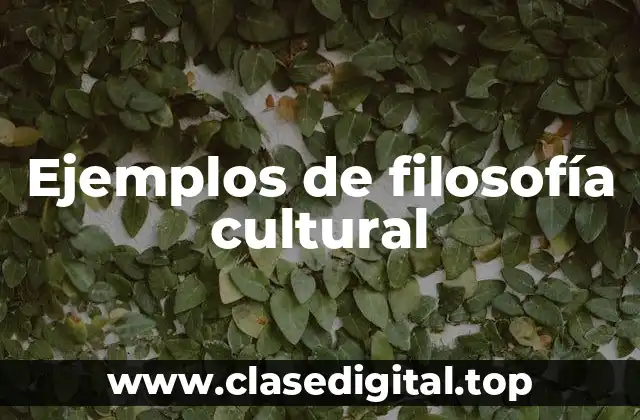 Ejemplos de filosofía cultural