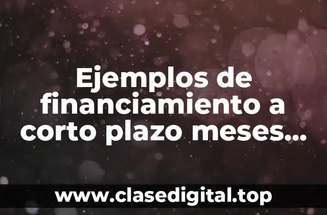 Ejemplos de financiamiento a corto plazo meses sin interes y Significado