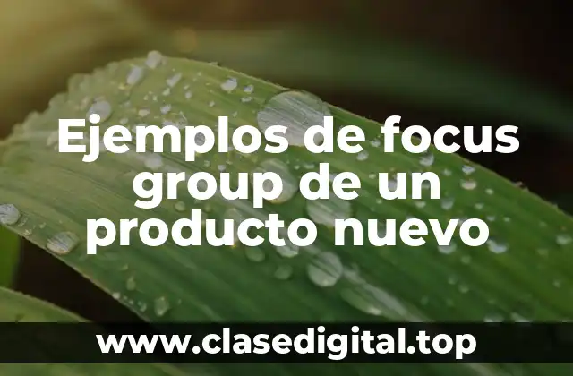 Ejemplos de focus group de un producto nuevo