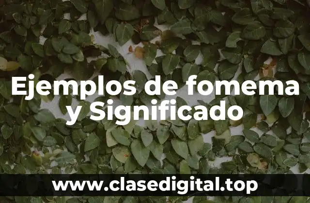 Ejemplos de fomema y Significado