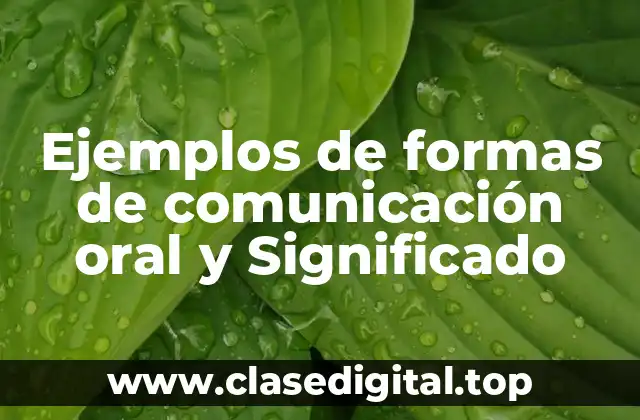 Ejemplos de formas de comunicación oral