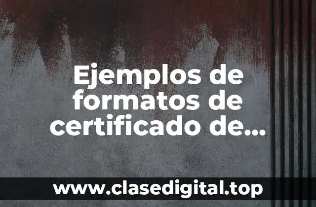 Ejemplos de formatos de certificado de calidad en inglés
