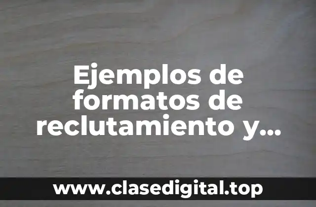 Ejemplos de formatos de reclutamiento y selección de personal y Significado