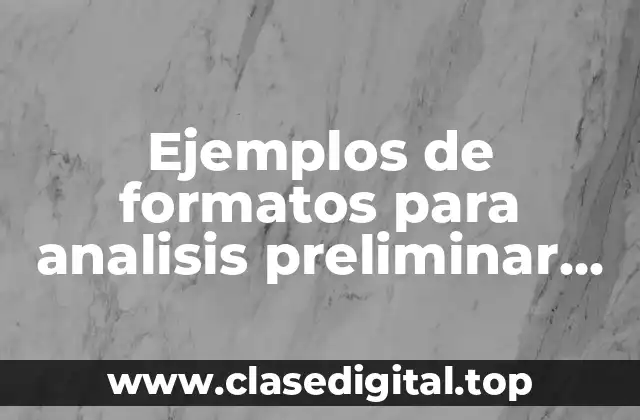 Ejemplos de formatos para analisis preliminar de riesgos