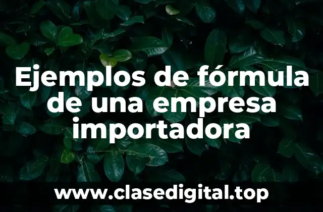 Ejemplos de fórmula de una empresa importadora