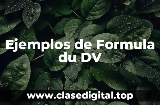 Ejemplos de Formula du DV-DW du DV-DW