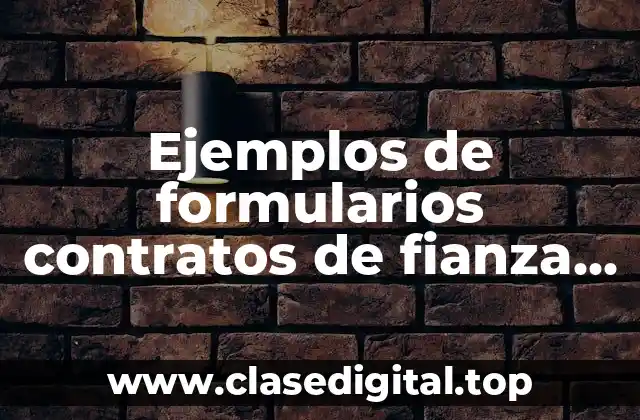 Ejemplos de formularios contratos de fianza mercantil para copiar