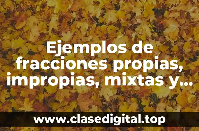 Ejemplos de fracciones propias, impropias, mixtas y equivalentes ludicas