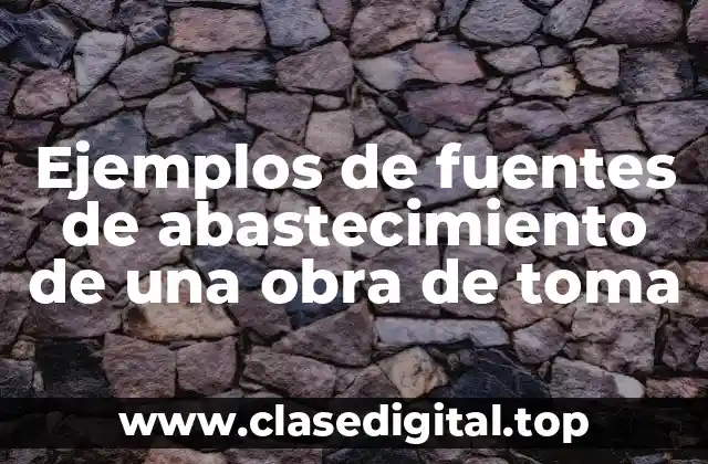 Ejemplos de fuentes de abastecimiento de una obra de toma