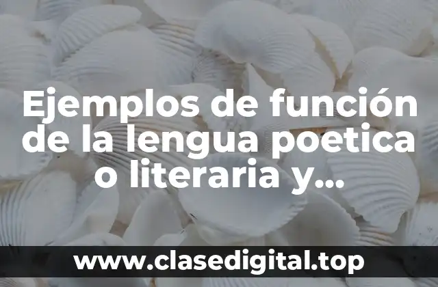 Ejemplos de función de la lengua poetica o literaria y Significado