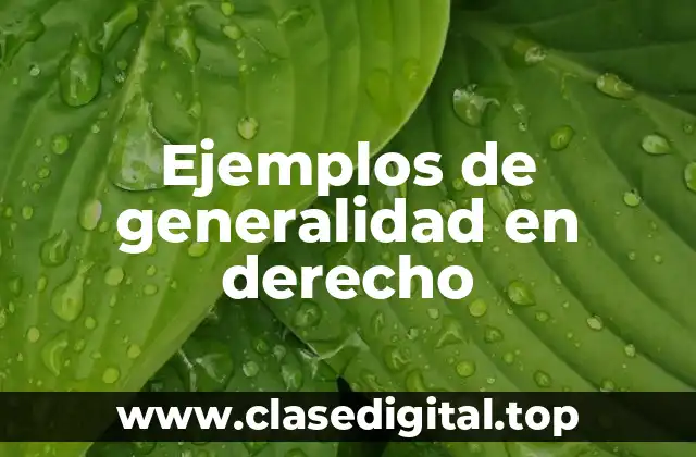 Ejemplos de generalidad en derecho