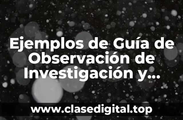 Ejemplos de Guía de Observación de Investigación y Significado