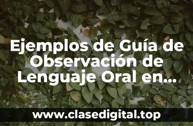Ejemplos de Guía de Observación de Lenguaje Oral en Preescolar