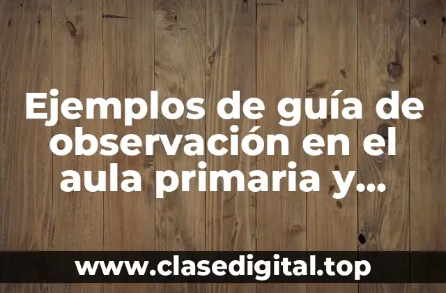 Ejemplos de guía de observación en el aula primaria y Significado