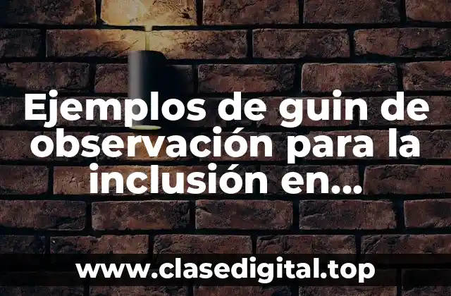Ejemplos de guin de observación para la inclusión en preescolar y Significado