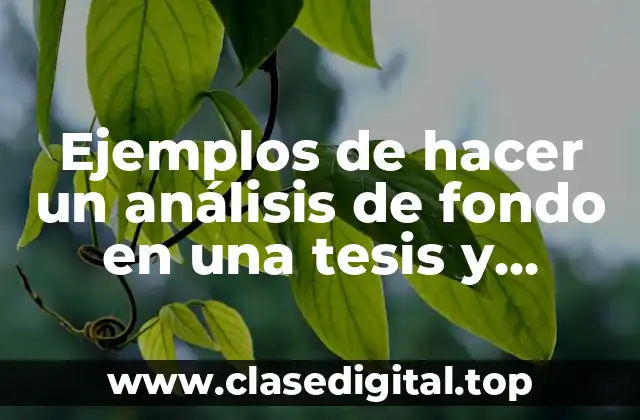 Ejemplos de hacer un análisis de fondo en una tesis y Significado