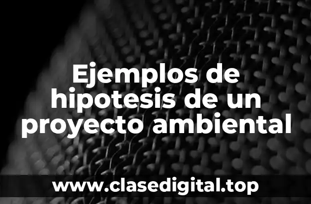 Ejemplos de hipotesis de un proyecto ambiental