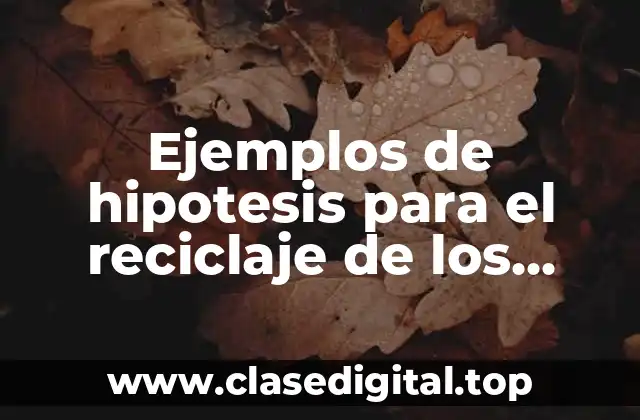 Ejemplos de hipotesis para el reciclaje de los botellas