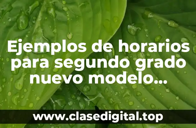 Ejemplos de horarios para segundo grado nuevo modelo educativo