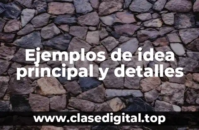 Ejemplos de idea principal y detalles