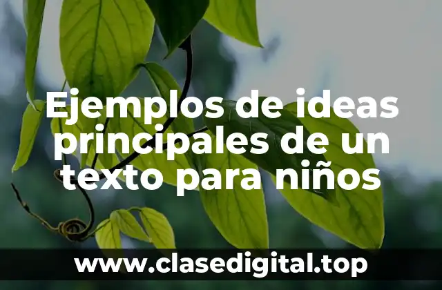 Ejemplos de ideas principales de un texto para niños