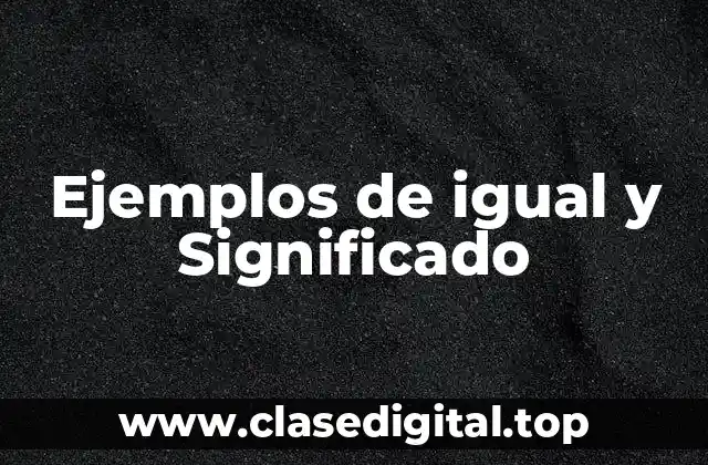 Ejemplos de igual y Significado