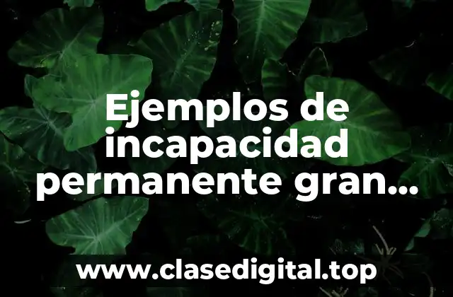 Ejemplos de incapacidad permanente gran invalidez y Significado