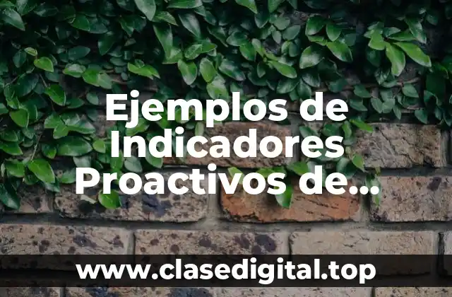 Ejemplos de Indicadores Proactivos de Seguridad y Salud Ocupacional