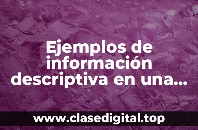 Ejemplos de información descriptiva en una empresa de campo tecnico