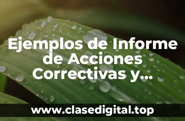 Ejemplos de Informe de Acciones Correctivas y Preventivas