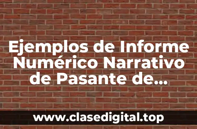 Ejemplos de Informe Numérico Narrativo de Pasante de Enfermería