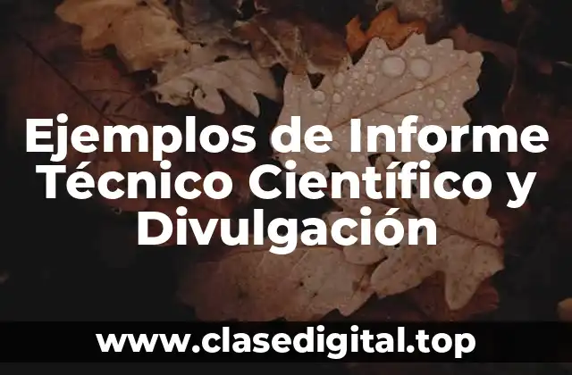 Ejemplos de Informe Técnico Científico y Divulgación
