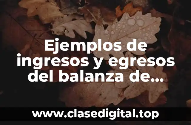 Ejemplos de ingresos y egresos del balanza de comprobación