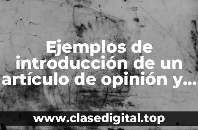 Ejemplos de introducción de un artículo de opinión y Significado