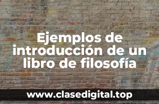 Ejemplos de introducción de un libro de filosofía