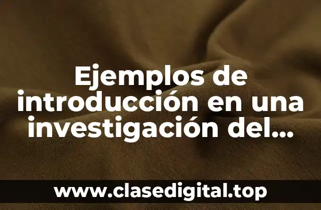 Ejemplos de introducción en una investigación del antiguo Egipto