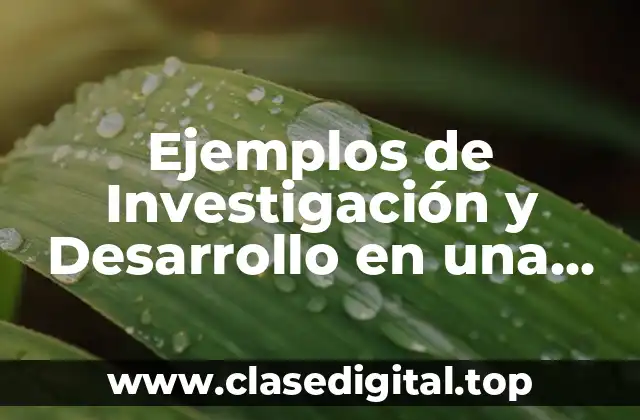 Ejemplos de Investigación y Desarrollo en una Empresa