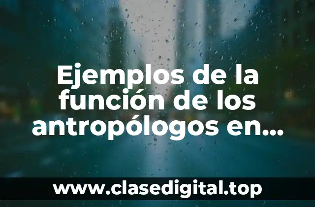 Ejemplos de la función de los antropólogos en campo profesional