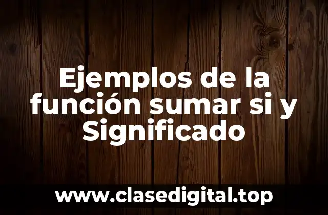 Ejemplos de la función sumar si y Significado