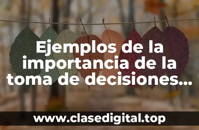 Ejemplos de la importancia de la toma de decisiones y Significado