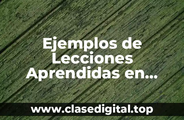 Ejemplos de Lecciones Aprendidas en Proyectos
