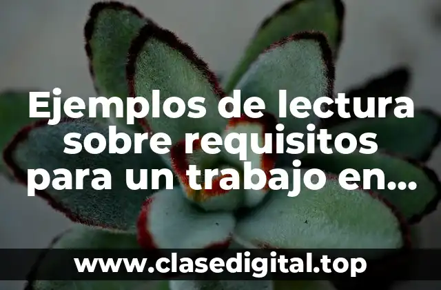 Ejemplos de lectura sobre requisitos para un trabajo en inglés