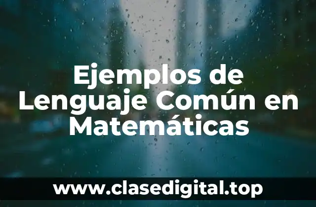 Ejemplos de Lenguaje Común en Matemáticas