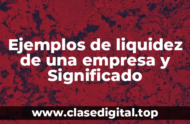 Ejemplos de liquidez de una empresa y Significado