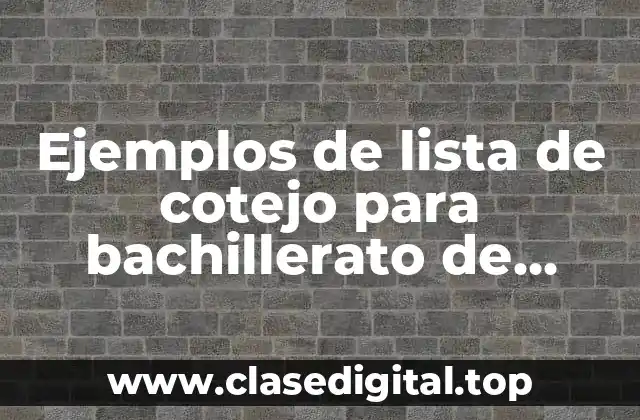 Ejemplos de lista de cotejo para bachillerato de comunicación