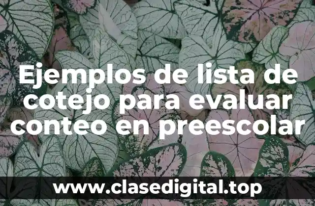 Ejemplos de lista de cotejo para evaluar conteo en preescolar