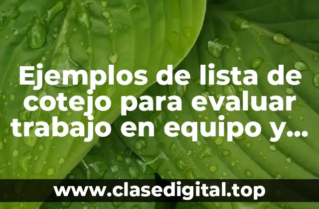 Ejemplos de lista de cotejo para evaluar trabajo en equipo y Significado