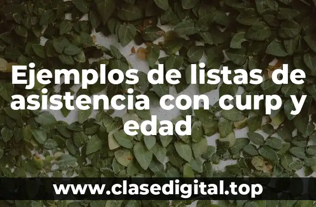 Ejemplos de listas de asistencia con curp y edad