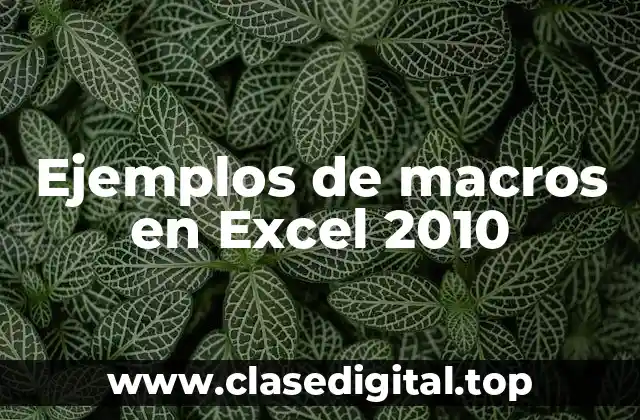 Ejemplos de macros en Excel 2010