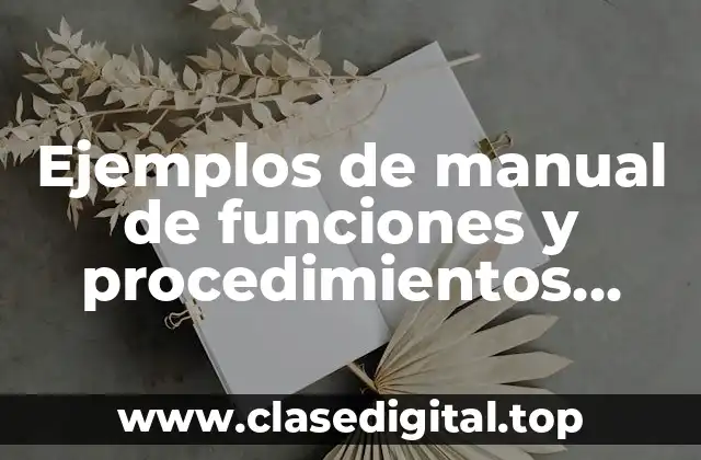 Ejemplos de manual de funciones y procedimientos administrativos